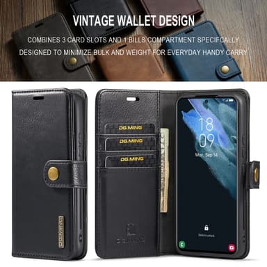 DG MING Samsung S24+ 2-i-1 Magnet Pungetui - Sort