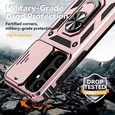 SKALO Samsung S24 Armor Hybrid Metal Ring Camera Slider - Rosa guld