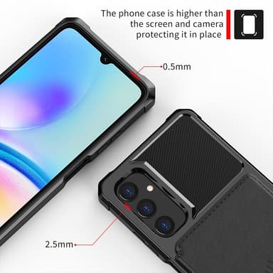 SKALO Samsung A05s 4G Stødsikker cover med pung - Sort