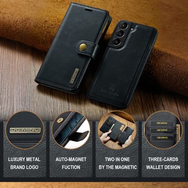 DG MING Samsung S24+ 2-i-1 Magnet Pungetui - Sort