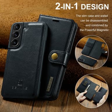 DG MING Samsung S24+ 2-i-1 Magnet Pungetui - Sort
