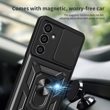 SKALO Samsung A05s 4G Armor Hybrid Metal Ring Camera Slider - Sort