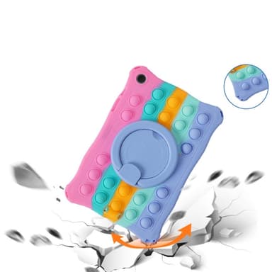 SKALO Samsung Tab A9+ Stødresistent Armor Popit silikone Cover - Rainbow