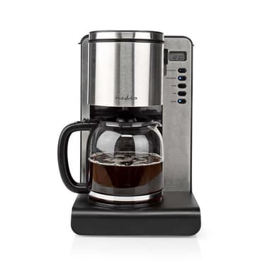 Nedis Kaffemaskine | Filterkaffe | 1.5 l | 12 Kopper | Hold-varm funktion | Tænd timer | LCD display | Urfunktion | Aluminium / Sort