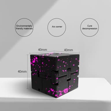 Fidget Toy Infinite Cube Stressaflastningsflipblok - sort-rose