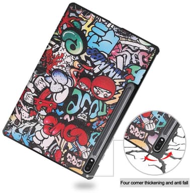 Trifoldet stativ Smart Taske til Samsung Galaxy Tab S7 Plus/S8+ - Graffiti