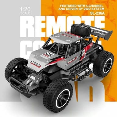 Radiostyrd bil Thunder 1:20 2.4 GHz med metalldetaljer och gummidäck, Svart/Silver