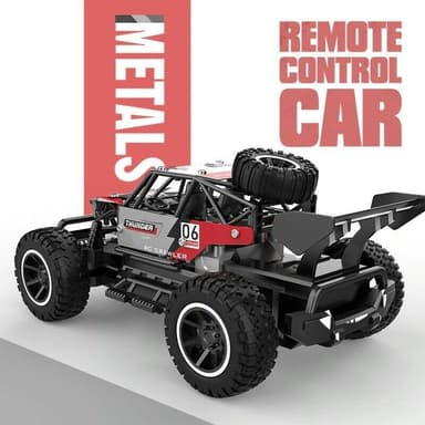 Radiostyrd bil Thunder 1:20 2.4 GHz med metalldetaljer och gummidäck, Svart/Silver