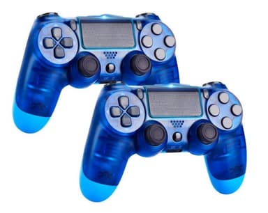 2-pack Trådløs håndkontrol til PS4, Blå/Transparent