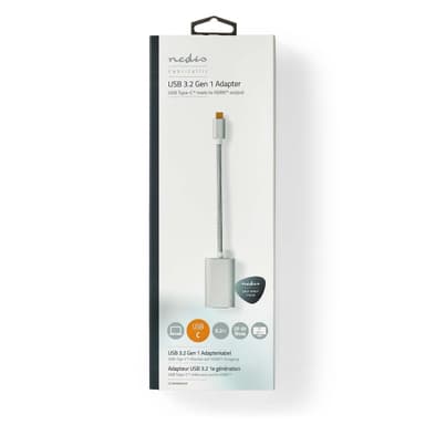 Nedis USB-C™ Adapter | USB 3.2 Gen 1 | USB-C™ Han | HDMI ™ -udgang | 4K@60Hz | Power delivery | 0.20 m | Runde | Guldplateret | Flettet / Nylon | Sølv | Cover Window Box