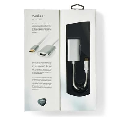 Nedis USB-C™ Adapter | USB 3.2 Gen 1 | USB-C™ Han | HDMI ™ -udgang | 4K@60Hz | Power delivery | 0.20 m | Runde | Guldplateret | Flettet / Nylon | Sølv | Cover Window Box
