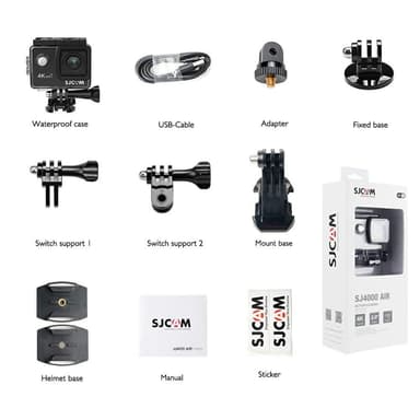 SJCAM SJ4000AIR 4K 30fps actionkamera Wifi tilsluttet, vandtæt skal, 16MP kamera.