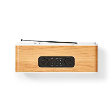 Nedis Internet Radio | Borddesign | Bluetooth® / Wi-Fi | DAB+ / FM / Internet | 2.4 "" | Farveskærm | 34 W | Fjernstyret | App-styret | Vækkeur | Sleep timer | Brun / Hvid