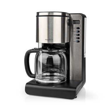 Nedis Kaffemaskine | Filterkaffe | 1.5 l | 12 Kopper | Hold-varm funktion | Tænd timer | LCD display | Urfunktion | Aluminium / Sort
