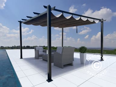 Pergola pavillon Santa Cruz, 4x4m, Sort/Grå
