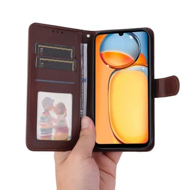 SKALO Xiaomi Redmi 13C 4G PU-læder Pungetui - Brun