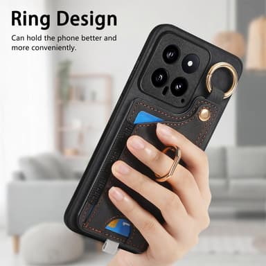 SKALO Xiaomi 14 5G PU-læder Cover med Pung - Sort