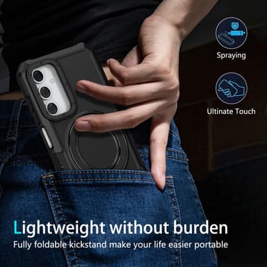 SKALO Samsung A15 4G Armor Hybrid metal ring cover - Sort