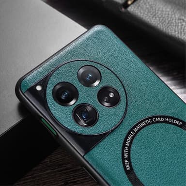 SKALO OnePlus 12 5G PU læder hybrid magnetisk ring Cover - Sort