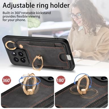 SKALO Xiaomi 14 5G PU-læder Cover med Pung - Sort