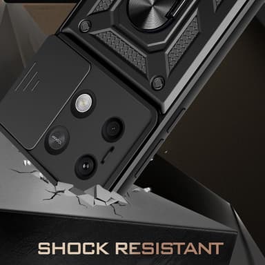 SKALO Xiaomi Redmi Note 13 5G Armor Kortholder Kamera skyder Cover - Sort