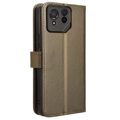 SKALO Asus ROG Phone 8 Pro 5G Premium Mini Rhombus Wallet Flip Cover - Brun