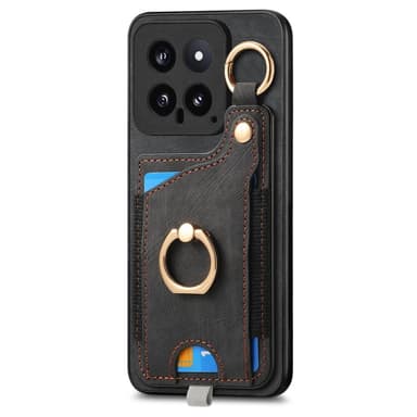 SKALO Xiaomi 14 5G PU-læder Cover med Pung - Sort