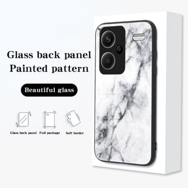 SKALO Xiaomi Redmi Note 13 Pro+ Marmor hærdet glas TPU Cover - #1