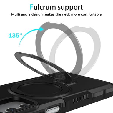SKALO Samsung A15 4G Armor Hybrid metal ring cover - Sort