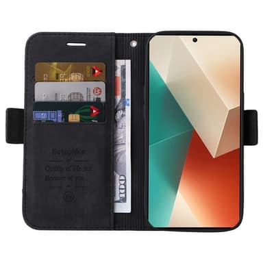 SKALO Xiaomi Redmi Note 13 5G BETOPNICE 001 Pungetui i PU-læder - Sort