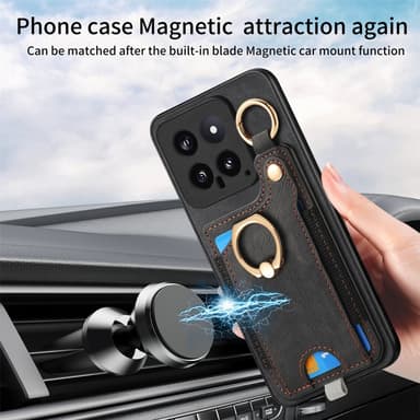 SKALO Xiaomi 14 5G PU-læder Cover med Pung - Sort