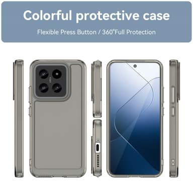 SKALO Xiaomi 14 5G Transparent TPU Metal Buttons Cover - Grå