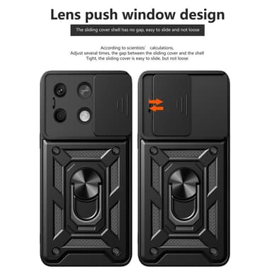 SKALO Xiaomi Redmi Note 13 5G Armor Kortholder Kamera skyder Cover - Sort