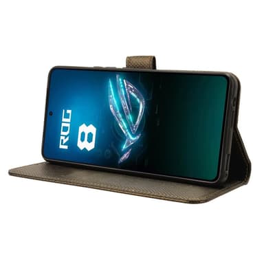 SKALO Asus ROG Phone 8 Pro 5G Premium Mini Rhombus Wallet Flip Cover - Brun