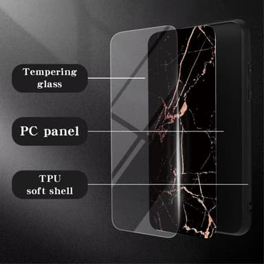 SKALO Xiaomi Redmi Note 13 Pro+ Marmor hærdet glas TPU Cover - #1