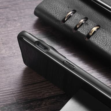 SKALO OnePlus 12 5G PU læder hybrid magnetisk ring Cover - Sort