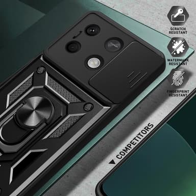 SKALO Xiaomi Redmi Note 13 5G Armor Kortholder Kamera skyder Cover - Sort