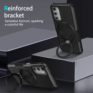SKALO Samsung A15 4G Armor Hybrid metal ring cover - Sort