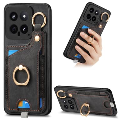 SKALO Xiaomi 14 5G PU-læder Cover med Pung - Sort