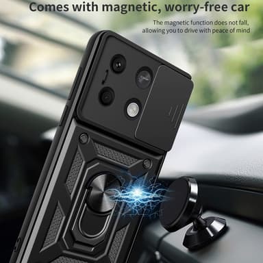 SKALO Xiaomi Redmi Note 13 5G Armor Kortholder Kamera skyder Cover - Sort
