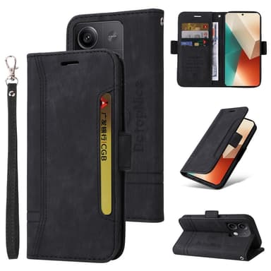 SKALO Xiaomi Redmi Note 13 5G BETOPNICE 001 Pungetui i PU-læder - Sort