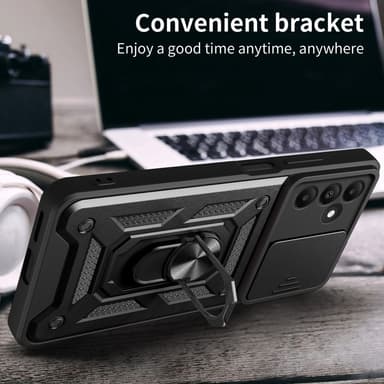 SKALO Samsung A15 5G Armor Hybrid Metal Ring Camera Slider - Rød
