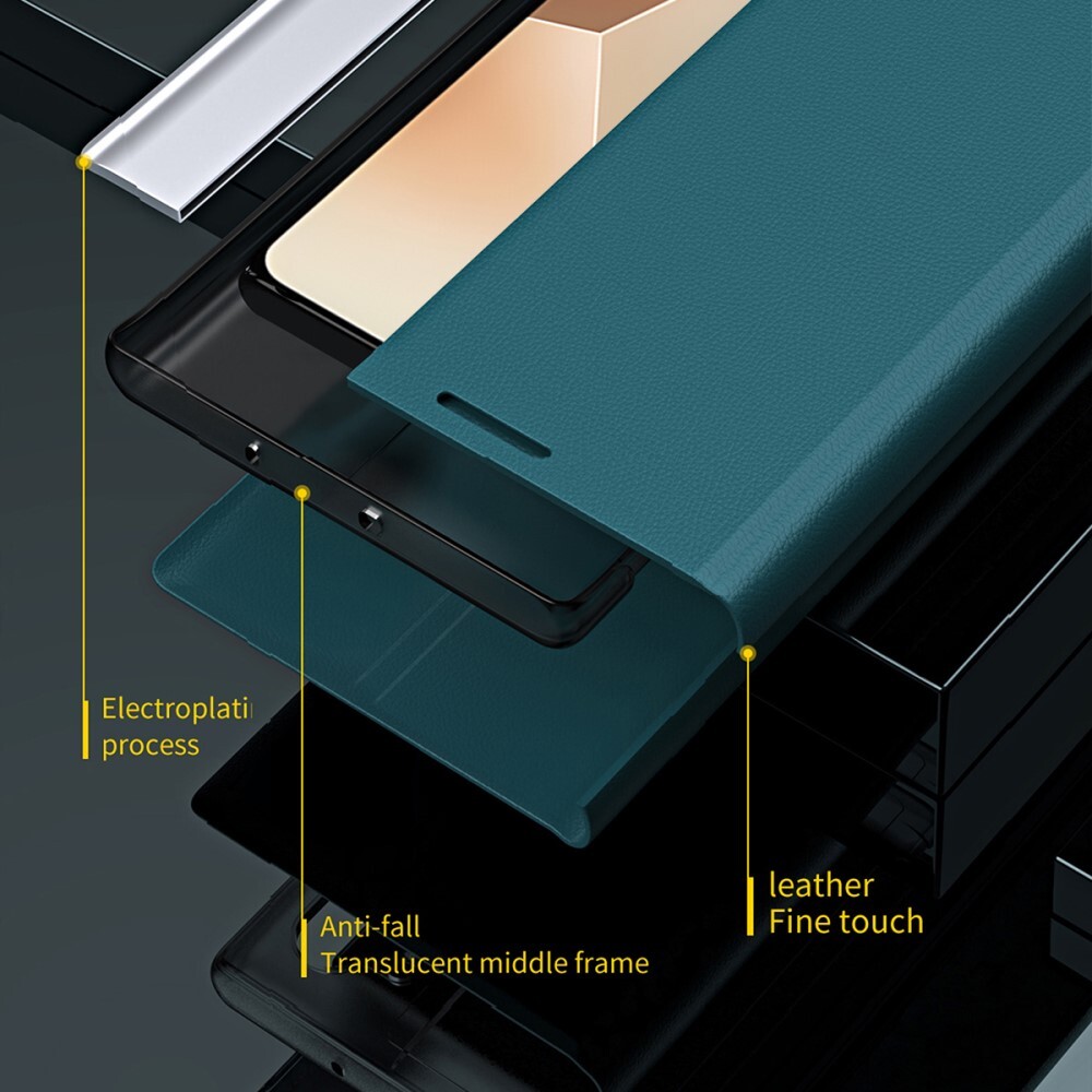 SKALO Xiaomi Redmi Note 13 Pro 5G Ultraslim PU læderetui - Sort