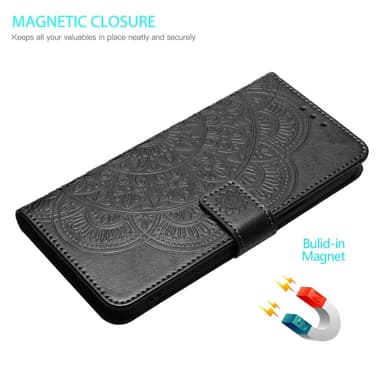SKALO Xiaomi Redmi Note 13 Pro+ Mandala Flip Cover - Sort