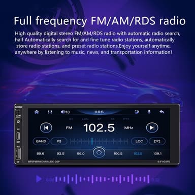 6,9"" IPS-skærm Trådløs Car Play Car Stereo Bluetooth MP5-afspiller