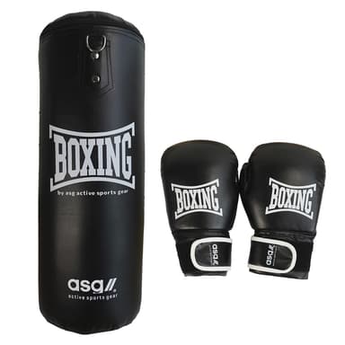 ASG Junior Boksesæt (Handsker + Boksepude) - 11 kg - Sort/Hvid