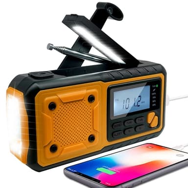 Nød håndsving Solar Radio Lommelygte LED SOS Power Bank AUX