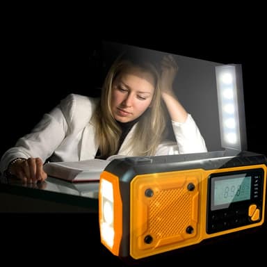 Nød håndsving Solar Radio Lommelygte LED SOS Power Bank AUX