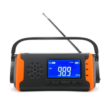 4000mAh nødradio AM/FM/WB Lommelygte PowerBank Solar oplader LCD