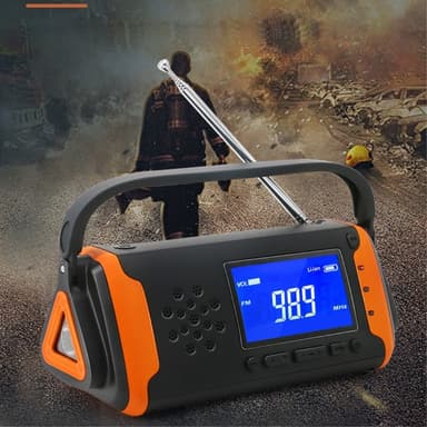 4000mAh nødradio AM/FM/WB Lommelygte PowerBank Solar oplader LCD